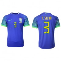 Camiseta Brasil Thiago Silva #3 Visitante Equipación Mundial 2022 manga corta